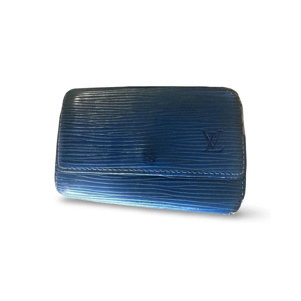 Louis Vuitton Authentic TWO Epi Leather Wallet Set Brown-Blue